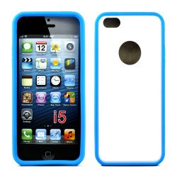 iPhone 5 5S Gummy Hybrid Case (Blue White)